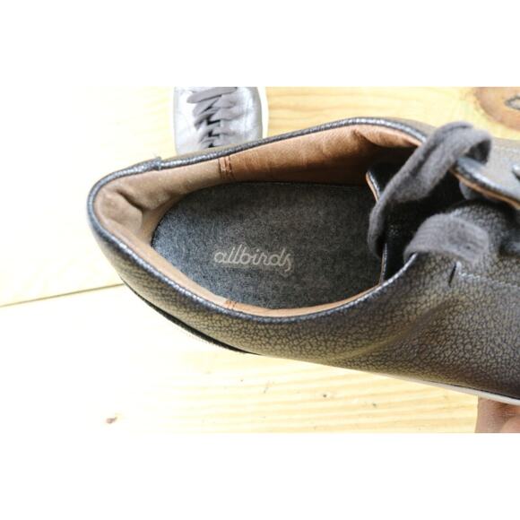 Frye Sneakers Womens 10M Leather Gray Pewter Crackled Metallic Low Top Athletic - Picture 7 of 9